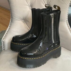 Dr Martens Patent Black Combat Boots Size 6 (37)